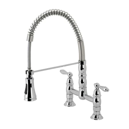 Gourmetier Heritage Two-Handle Deck-Mount Pull-Down Sprayer Kitchen Faucet, Chrome GS1271AL